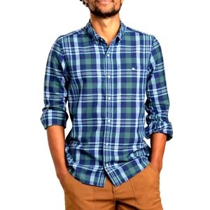 Toad&Co Blue and Green Plaid Casual Button Down Shirt